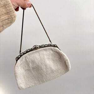 Vtg Evening Handbag Purse Bags Marshall Field White Hand Micro Beaded Wedding